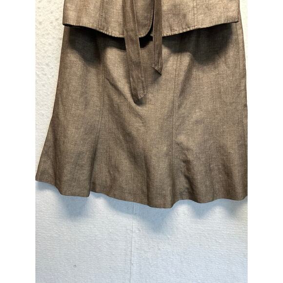 Tahari Linen Blend Skirt Suit Set Short Sleeve Belted Blazer & Flared Skirt Sz 6 - Picture 3 of 15
